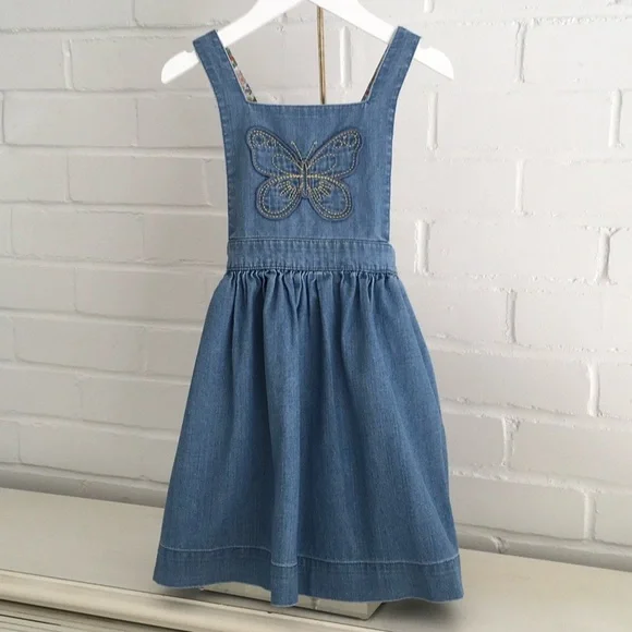 Mini Boden | Dresses | Girls Mini Boden Blue Jean Denim Suspender Bib Dress  Size 56 | Poshmark